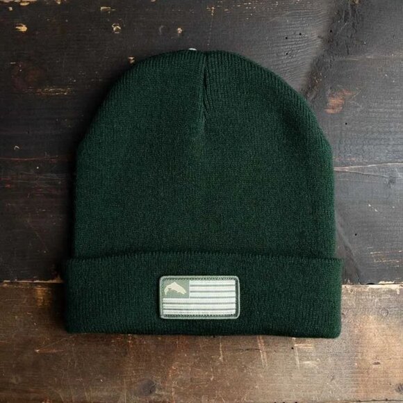 Simms | Accessories | Simms Fishing Beanie Us Flag Patch Dark Olive ...